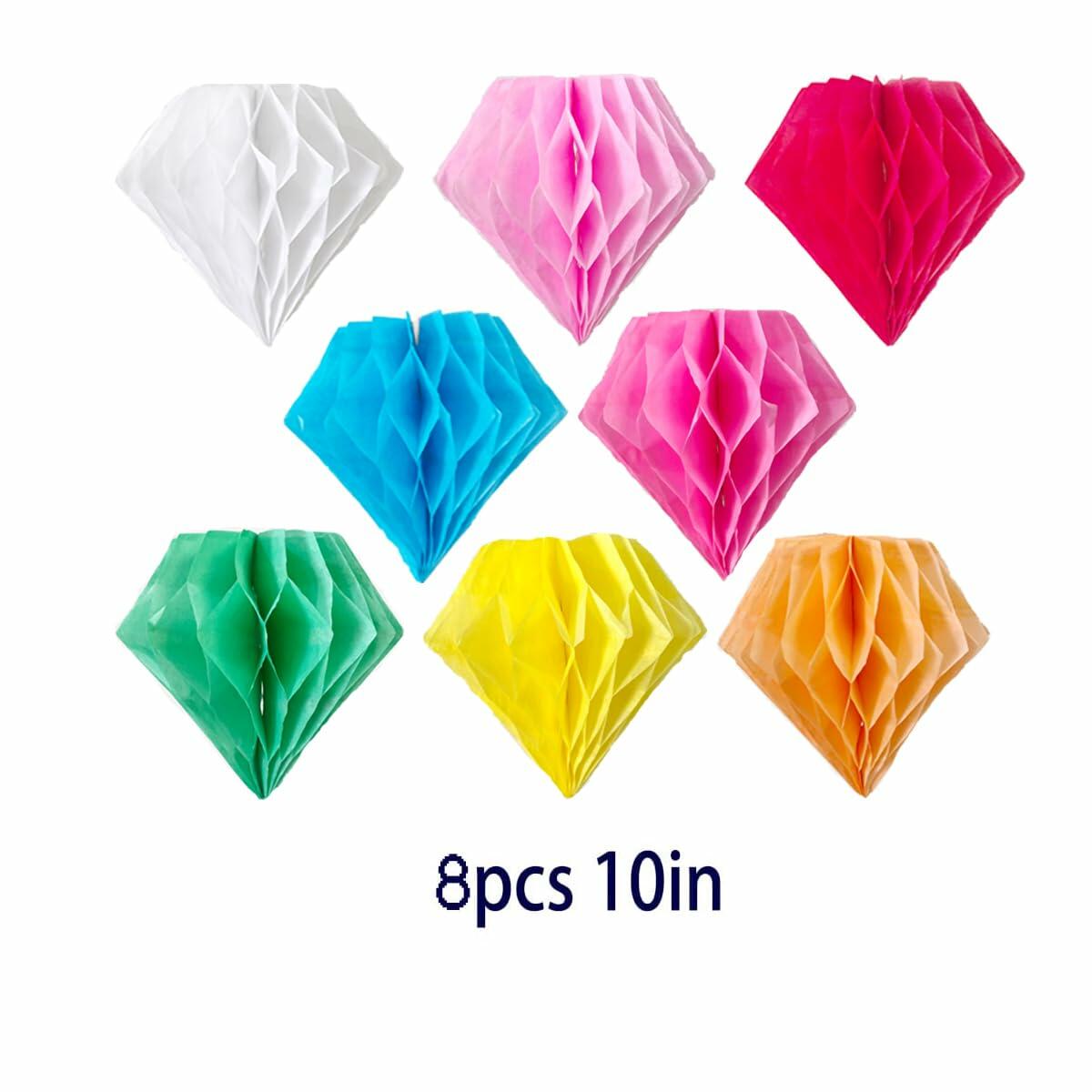 8pcs 10in Paper Honeycomb Balls Multicolor Tissue Pom Poms Party Decor