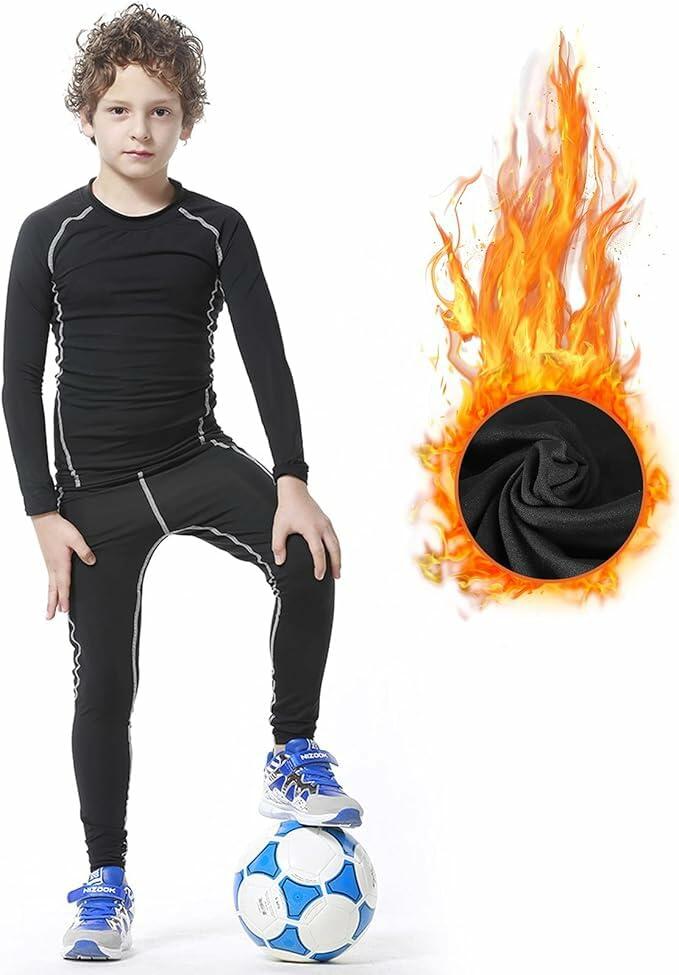 Muzikin Kids Thermal Underwear Set Fleece-Lined Warm Moisture-Wicking Size 26