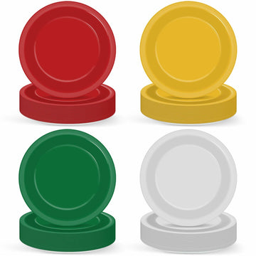 100Pcs Christmas Paper Plates 9" Red Green Disposable Party Tableware