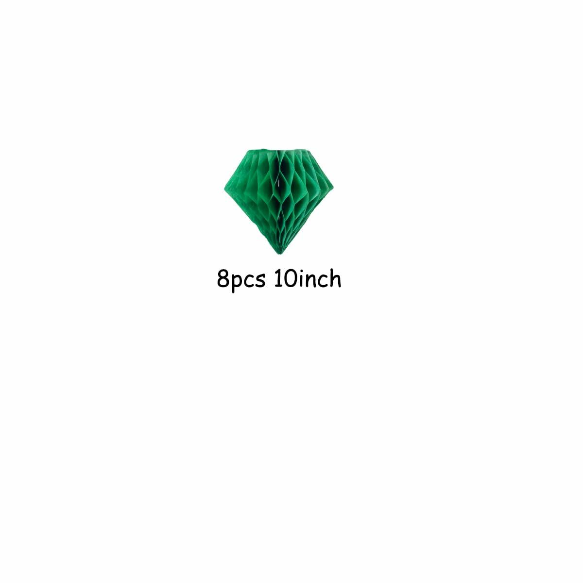 ZGjoy 8pcs 10in Green Paper Diamond Honeycomb Balls Decoration