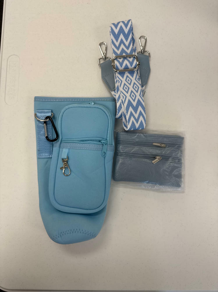 TITPOP Water Bottle Carrier Bag Lightweight Portable for Hiking & Travel - Blue