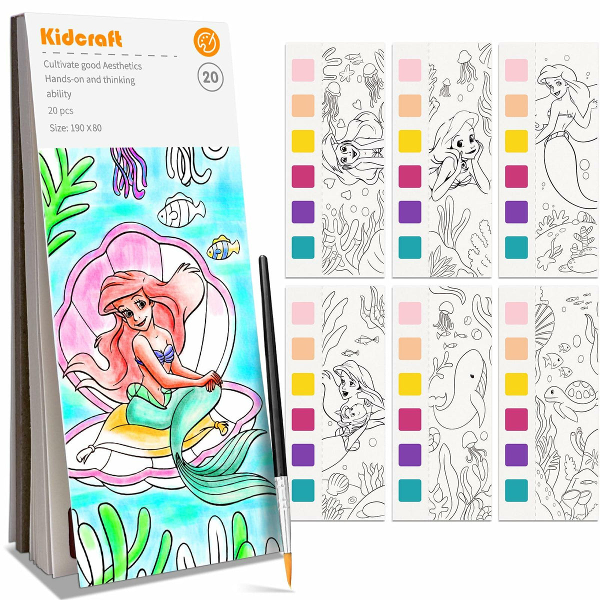 Paint with Water Mermaid Coloring Book Kit Travel Toy Mess Free for Kids
