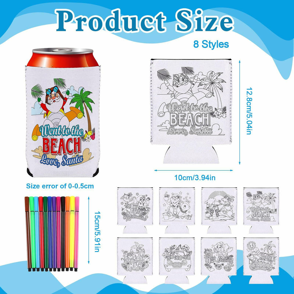 HOWAF 8pcs Christmas Coloring Crafts Sleeves for Kids Tropical Fun