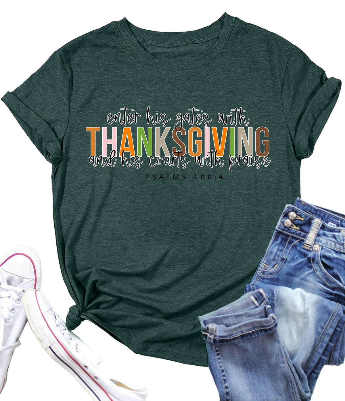 ELDPS Thanksgiving Women Casual Fall Thankful Shirt Size L