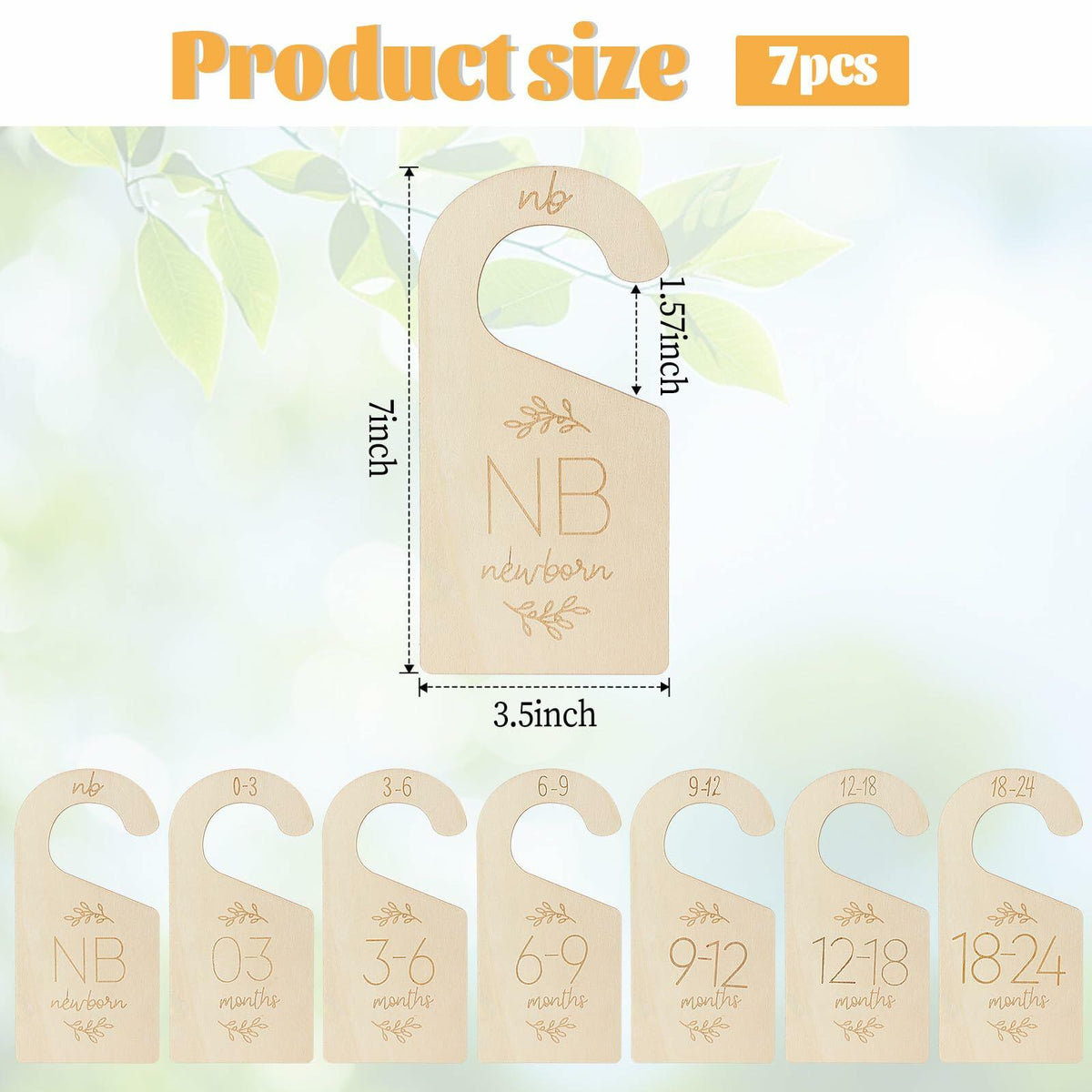 Qianyu Baby Closet Dividers Wooden Double-Sided Organizer Set of 7