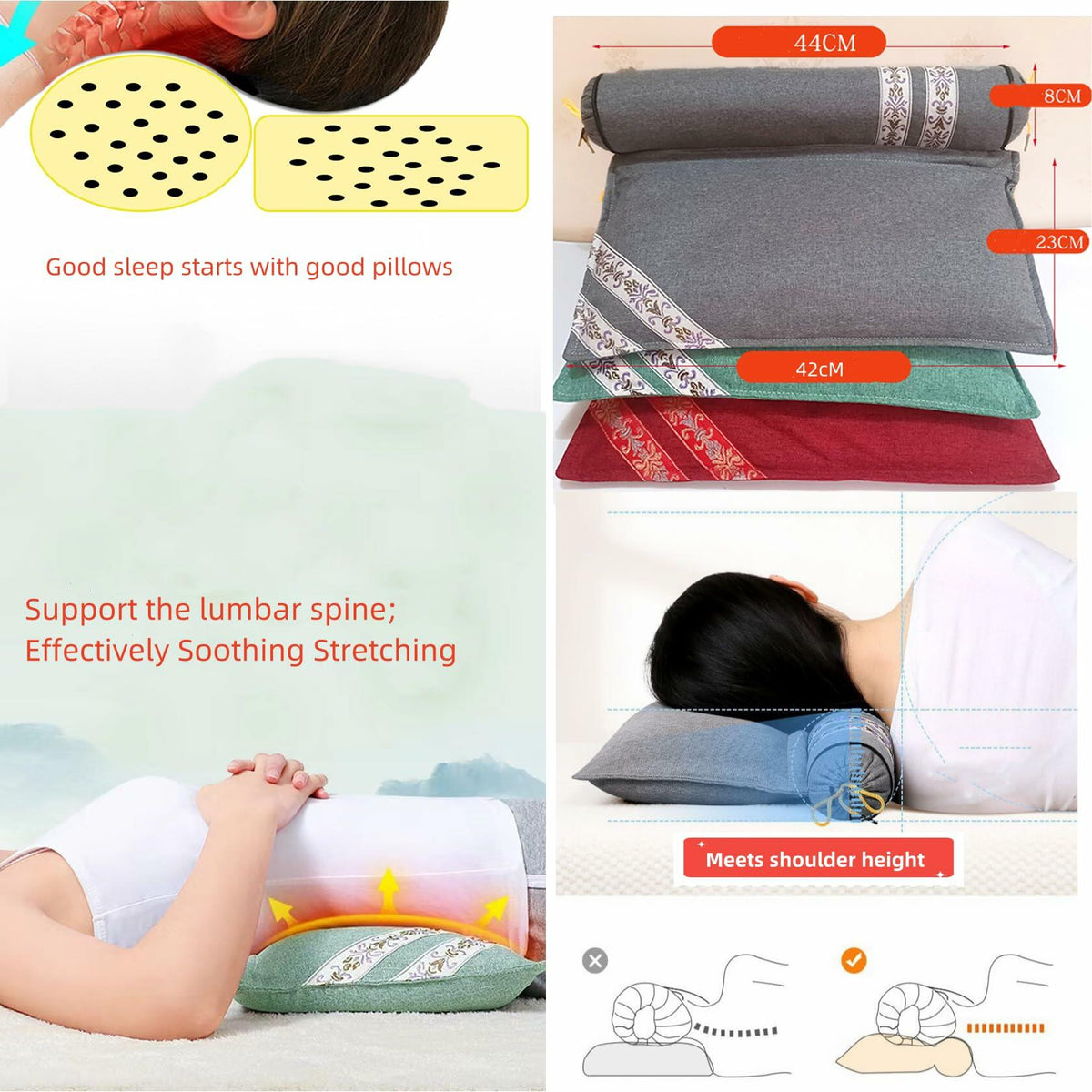 APSWUDR Cervical Traction Pillow ZT2-01 Green 17x13in 1P