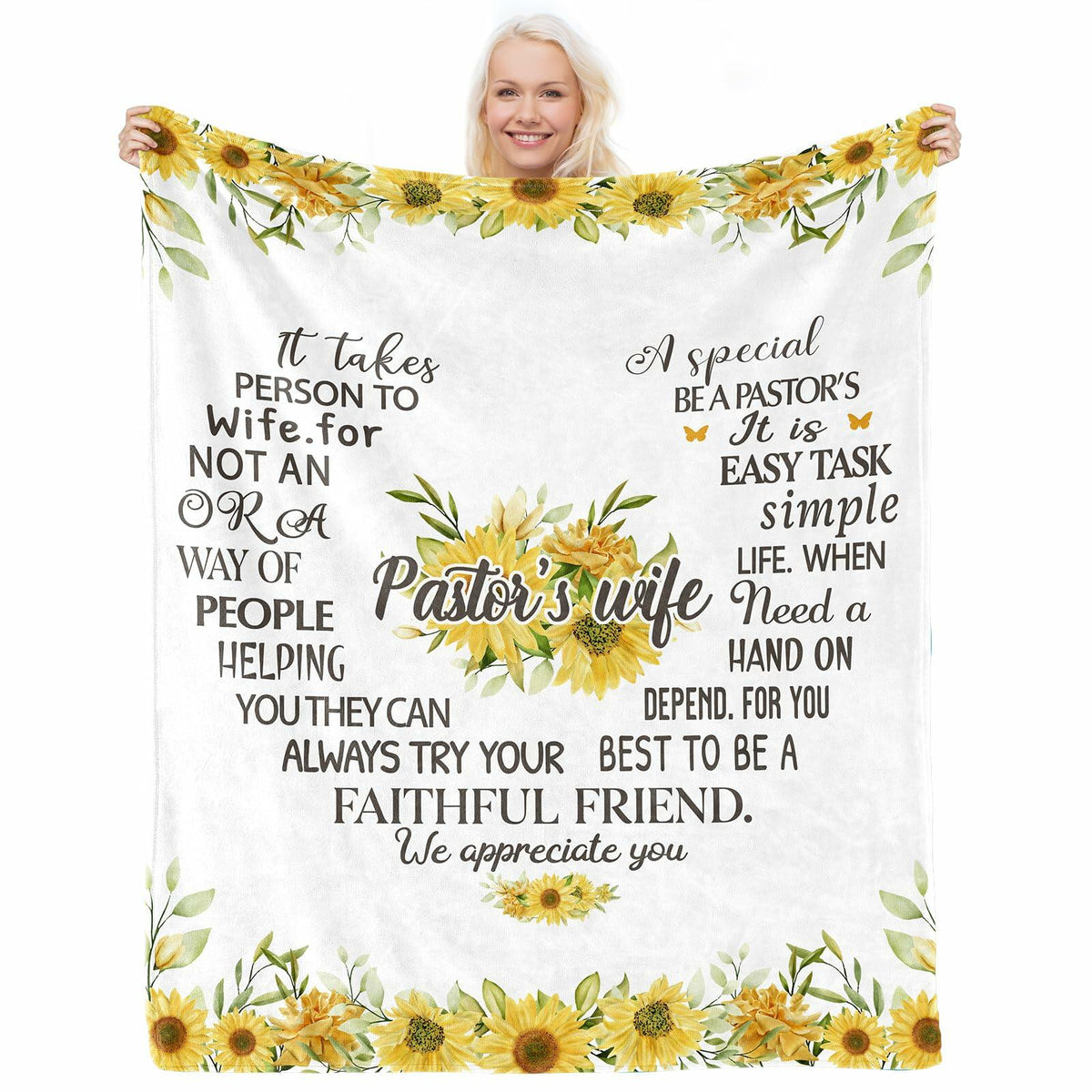 JTUOW Sunflower Blanket Pastor Appreciation Christian Gift 60x50