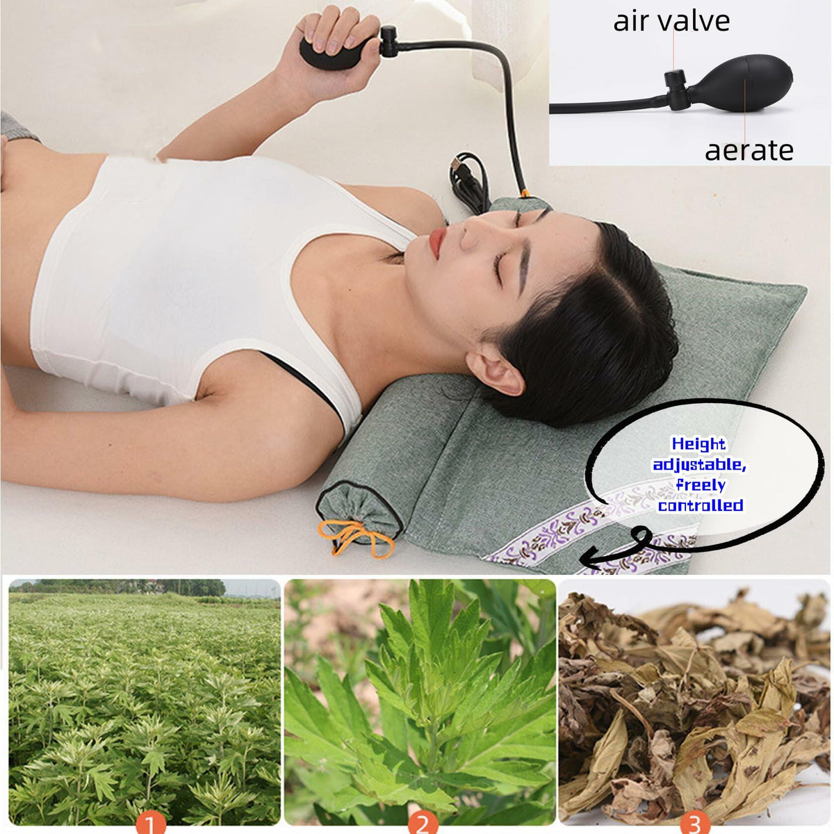 APSWUDR Cervical Traction Pillow ZT2-01 Green 17x13in 1P