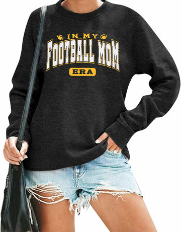 BANGELY Women's Football Mom Sweatshirt Crewneck Long Sleeve Dark Grey - XXL