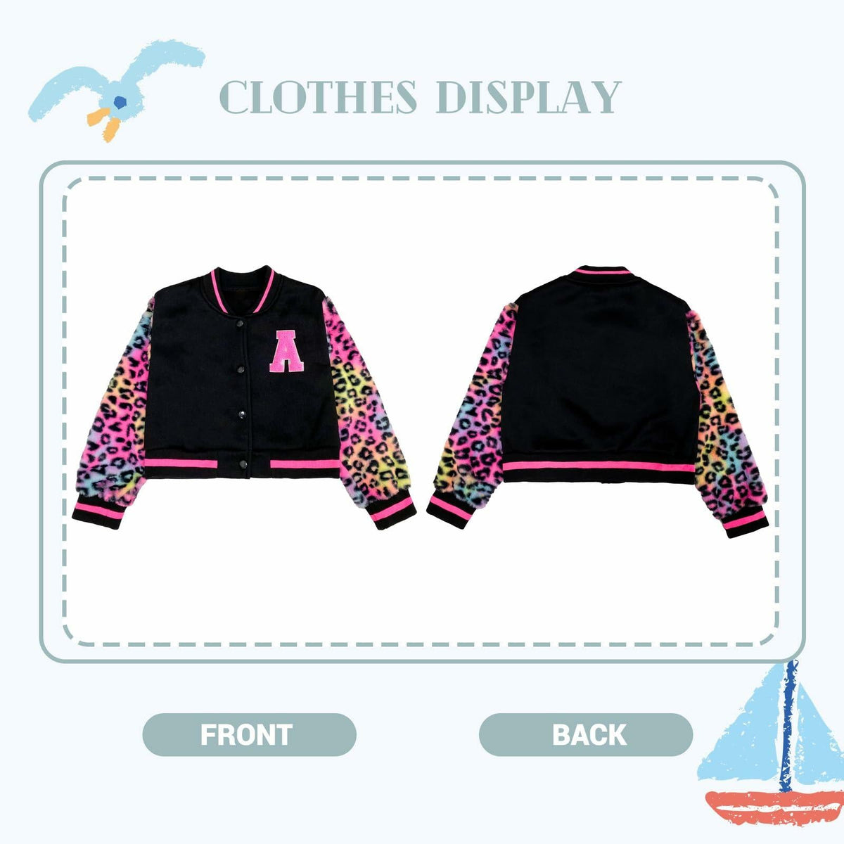 GMMDOMKID Kids Varsity Jacket Boys Girls Classic Baseball Coat - Size 8