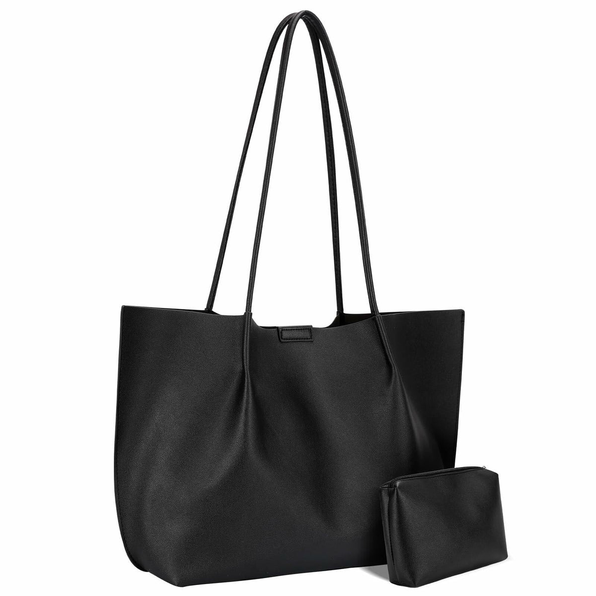 ZFZGFRCS Faux Leather Tote Bag Large Beige Handbag with Wallet