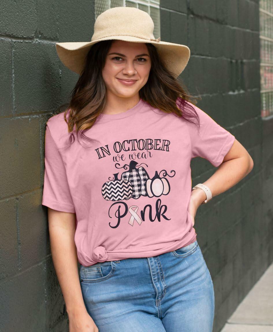 FASHGL I Wear Pink for My Mom Breast Cancer Awareness T-Shirt Pink Size S