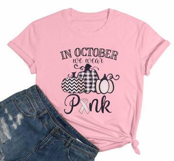 FASHGL I Wear Pink for My Mom Breast Cancer Awareness T-Shirt Pink Size S