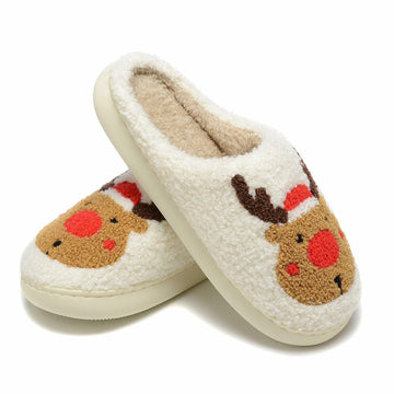 Jogyew Women Christmas Reindeer Holiday Slippers Red Size US 6-7B(M)