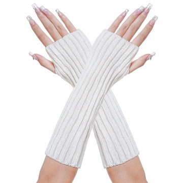 Hmxpls Knitted Kawaii Arm Warmers Wrist Warmers Women White