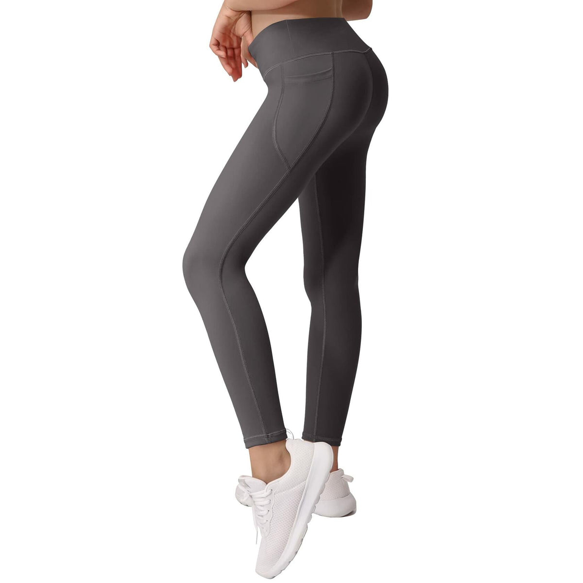 BHRIWRPY 4-Pack Girl Yoga Leggings with 2 Pockets-Active Workout Pants, Black XL