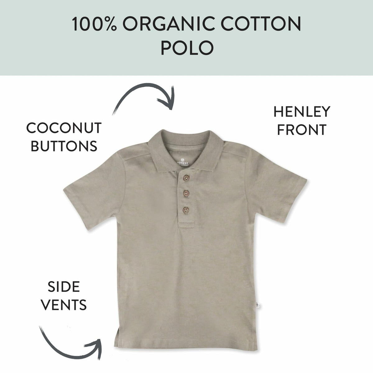 HonestBaby Polo T-Shirt Organic Cotton Infant Unisex Khaki - Size Newborn