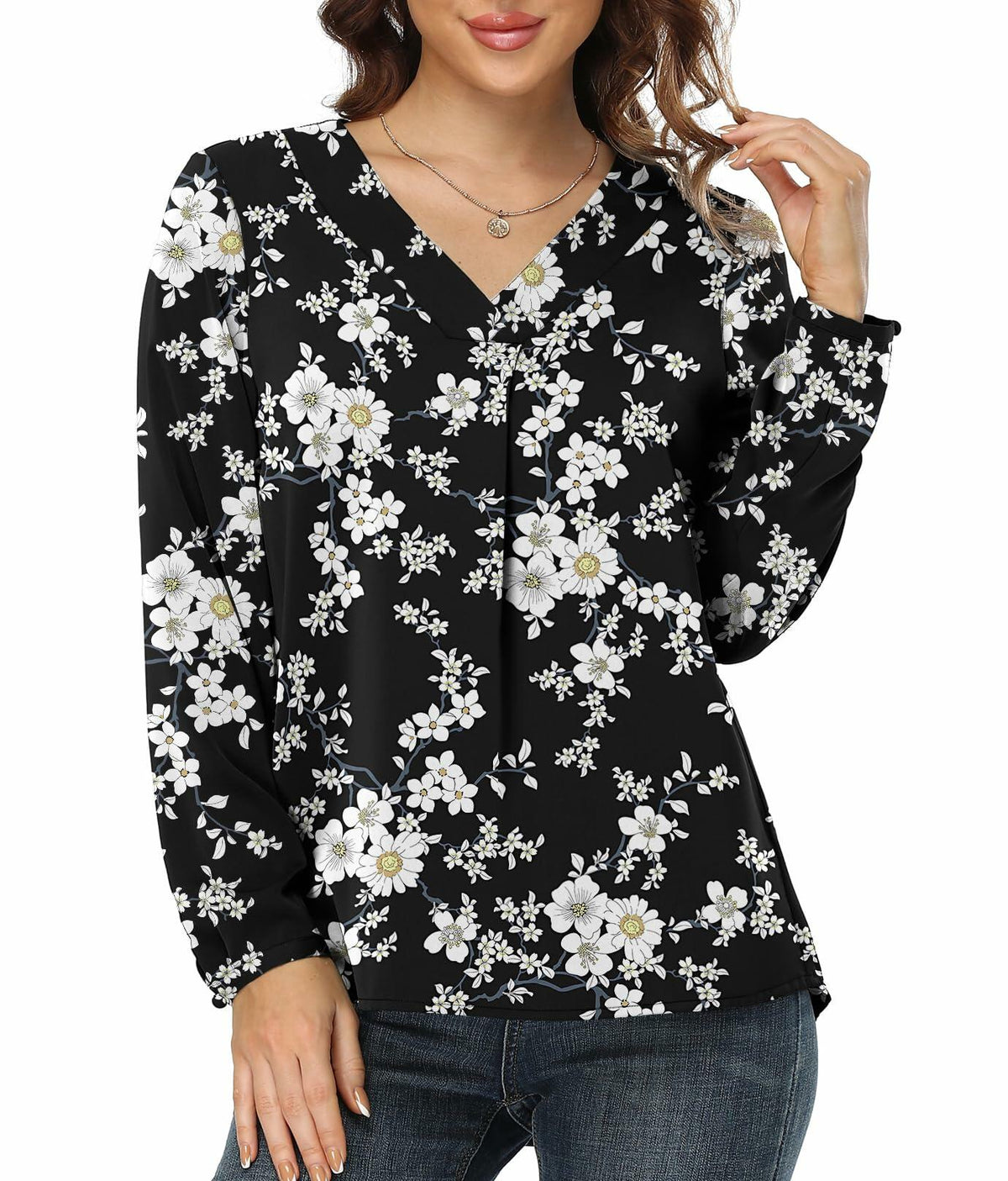 Jouica V Neck Tunic Top Women Black Size Small