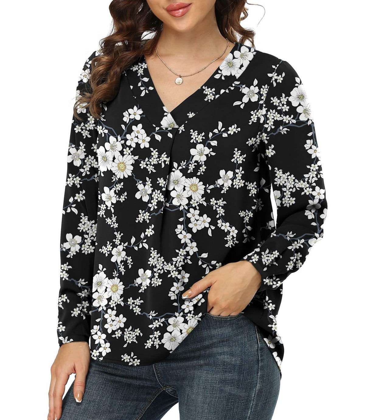 Jouica V Neck Tunic Top Women Black Size Small