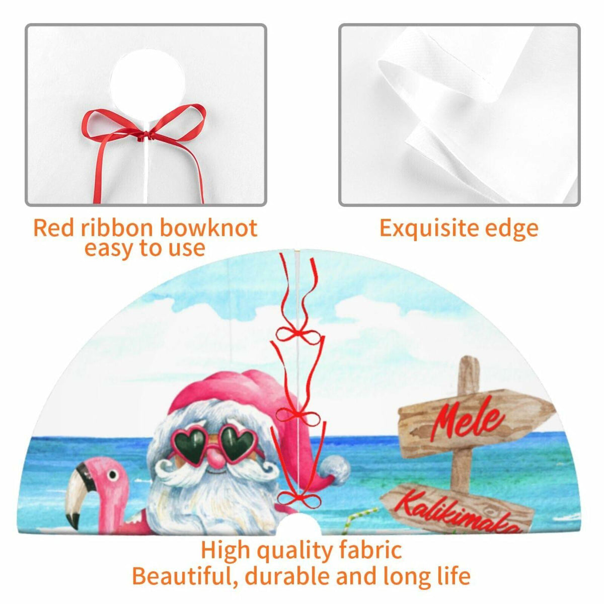 Mele Kalikimaka 36" Christmas Tree Skirt Soft Holiday Decor Xmas