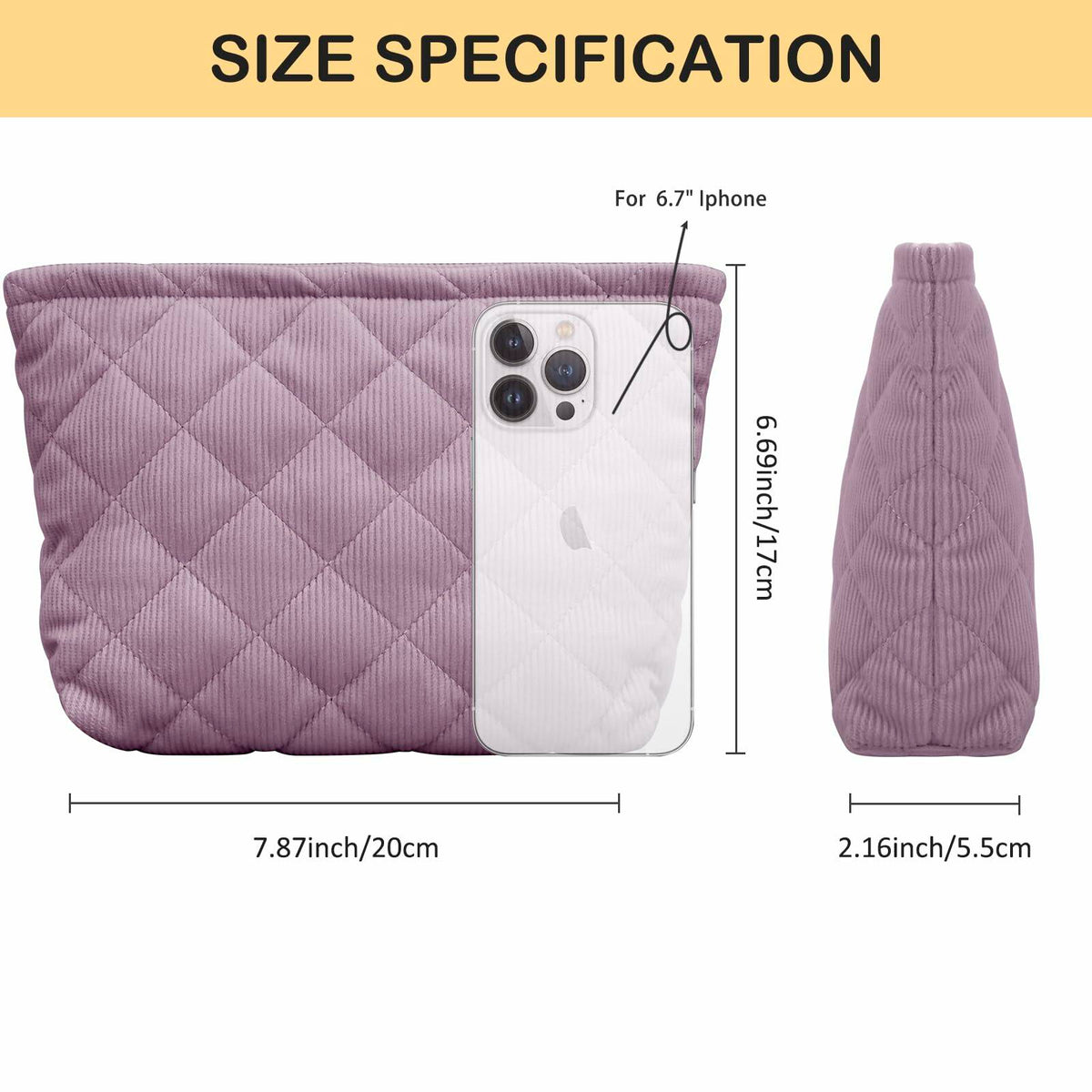 E-Tree Makeup Organizer Bag Soft-sided Zippered Pouch Purple