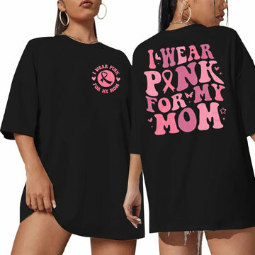 FASHGL I Wear Pink for My Mom Breast Cancer Awareness T-Shirt Pink Size XL