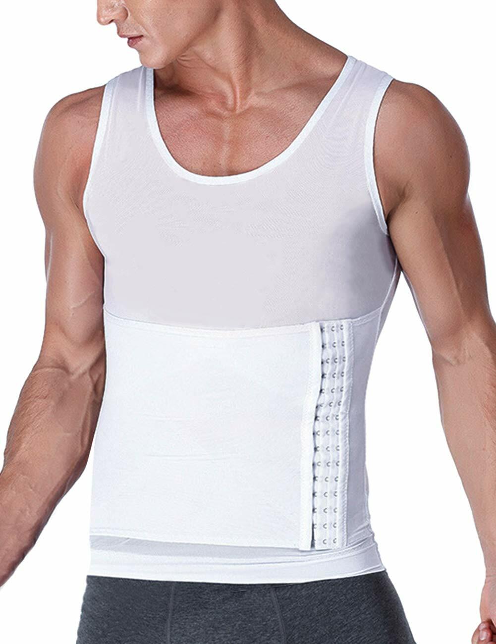 NonEcho Mens Body Shaper Slimming Vest Tummy Control Compression Top Black - XXL