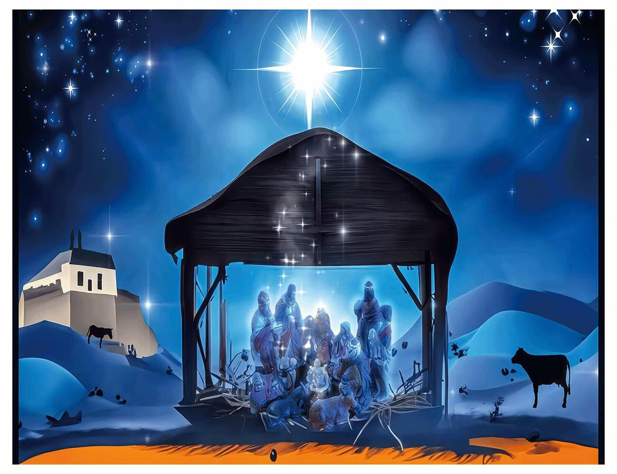 YYNXSY Nativity Scene Backdrop 10x8FT Christmas Star Night Blue