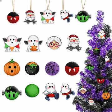 Bolisom 36 Pc Halloween Christmas Tree Ornaments Ghost Pumpkin Gold Rope