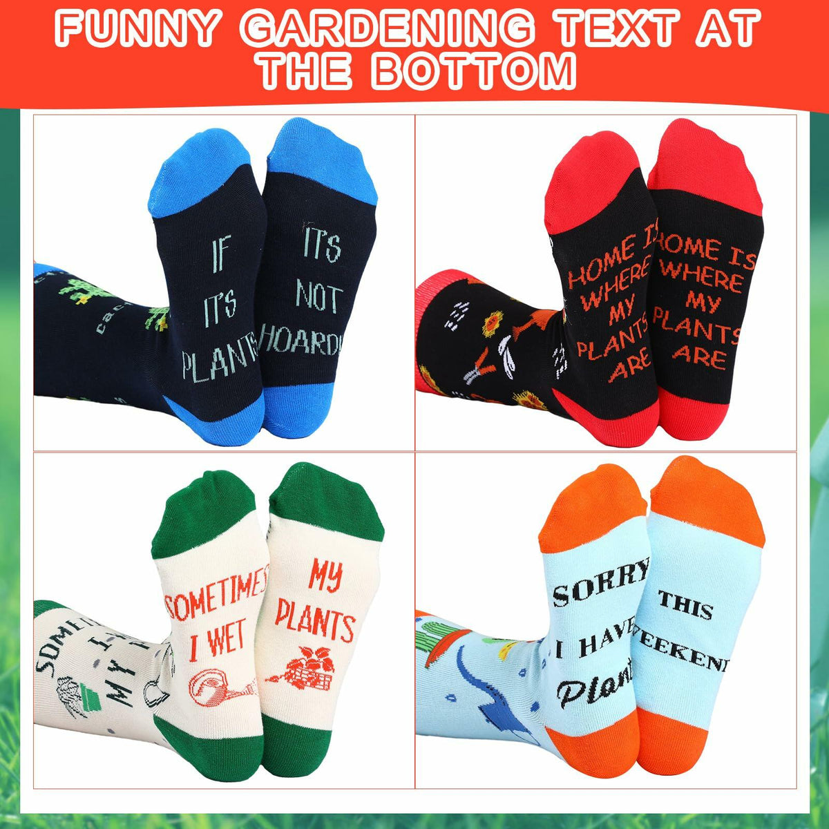 Suhine Women's Christmas Cactus Crew Socks Holiday Gifts 4 Pairs - One Size
