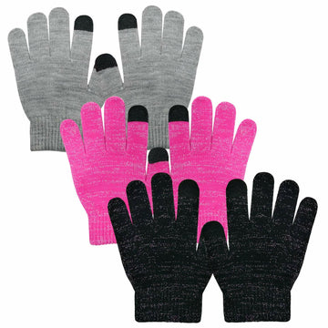 Evridwear Kids Winter Touchscreen Gloves Knitted Warm Mittens 3 Pairs Size 3T-5T