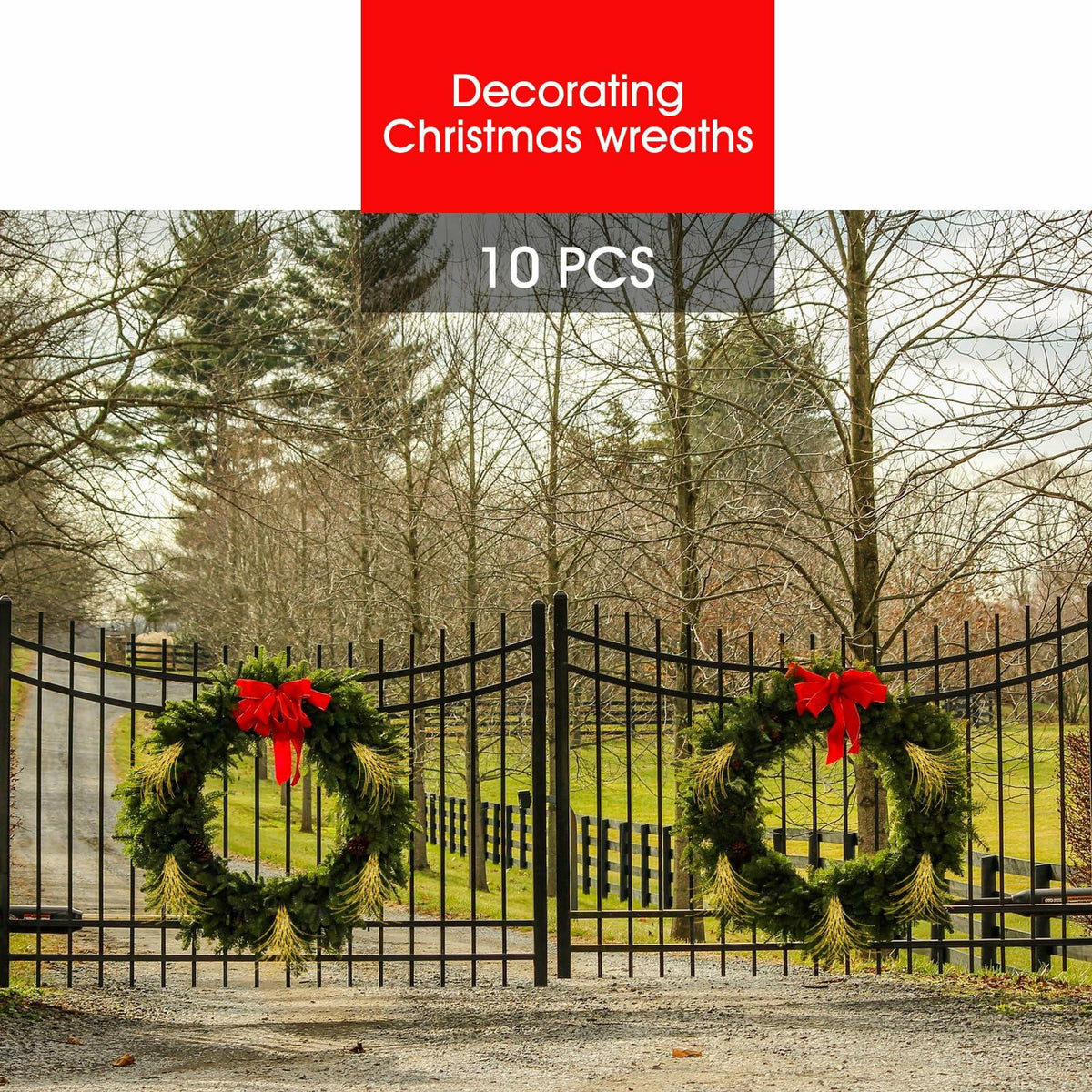 28in 10PCS Artificial Glitter Stem Christmas Ornaments DIY Decor