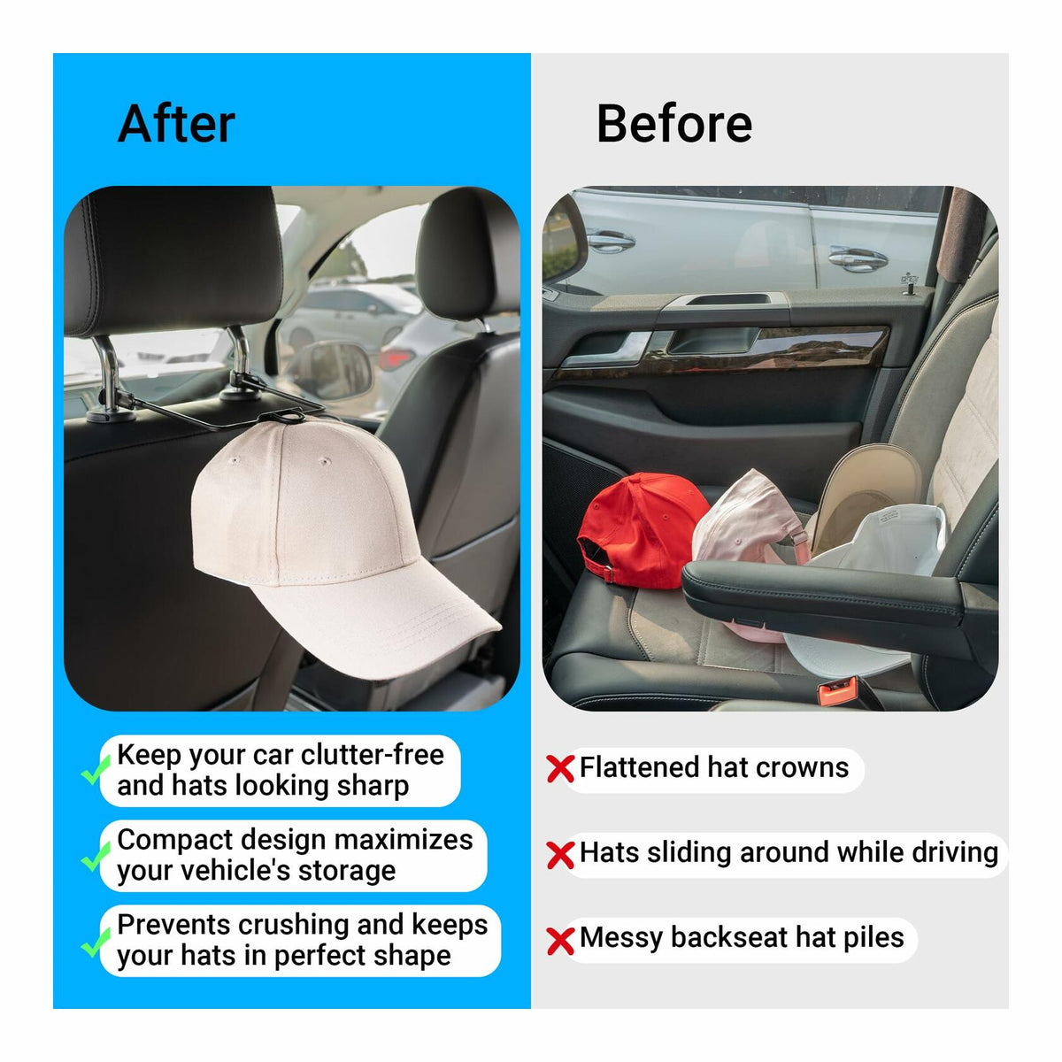 Yuoyar Car Hat Organizer Rack for Baseball Caps Truck SUV Hat Holder