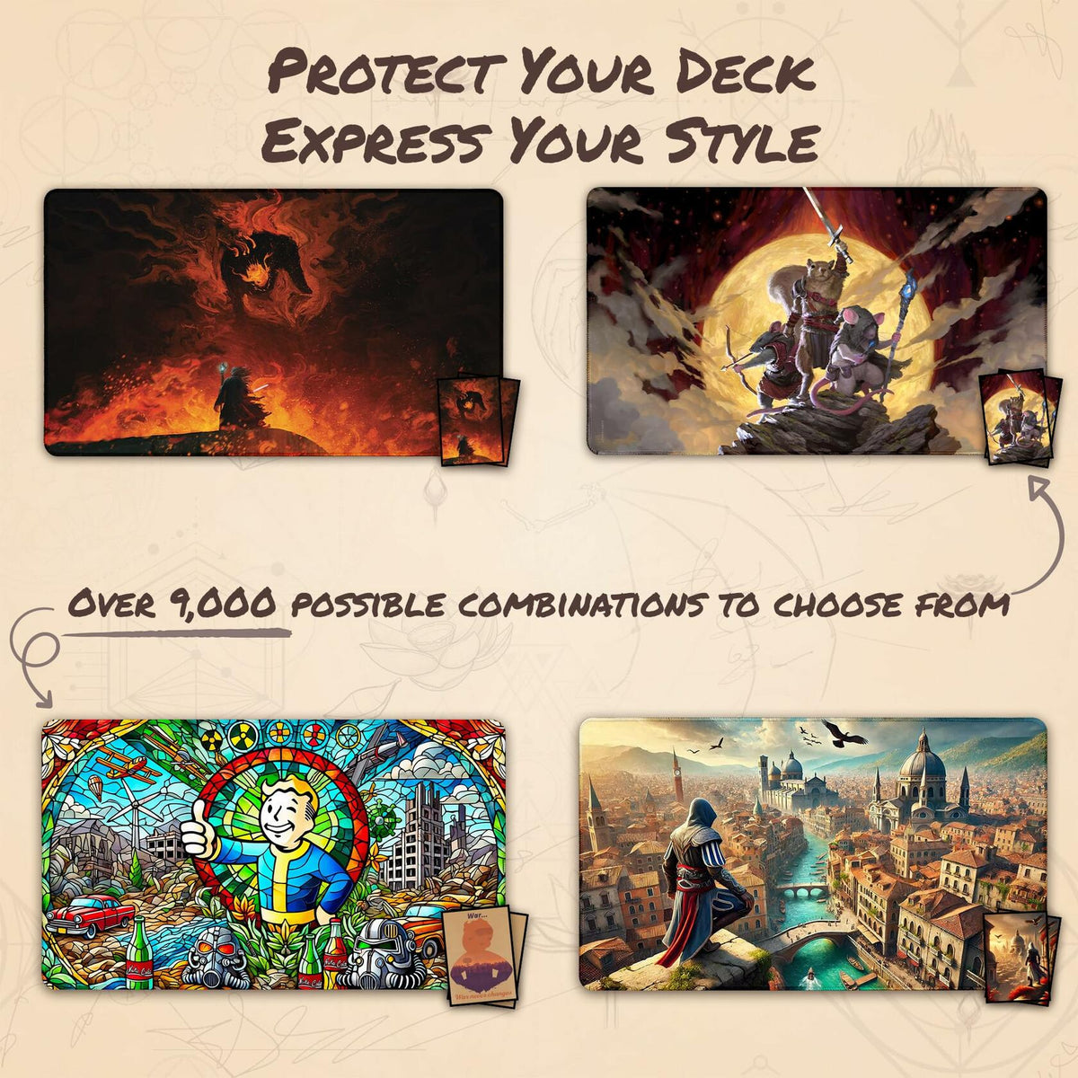 Paramint Plains Mana Scenery Stained Glass Stitched MTG Playmat TCG Mat