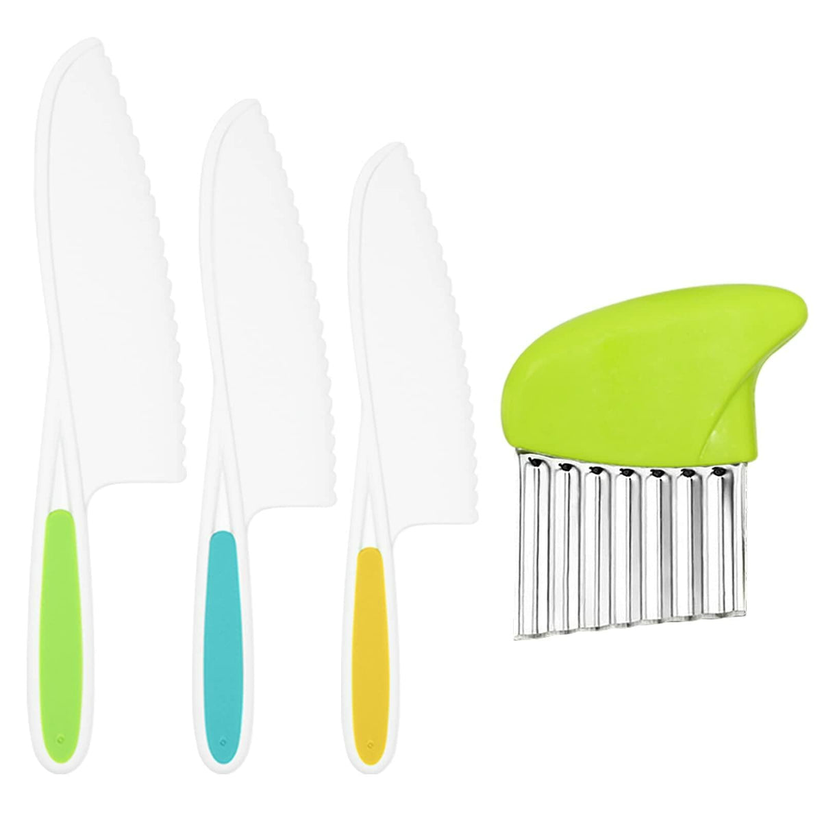 Suhctuptx Kids Nylon Kitchen Knife Set Toddler Safe Cooking Tools 4 Pcs