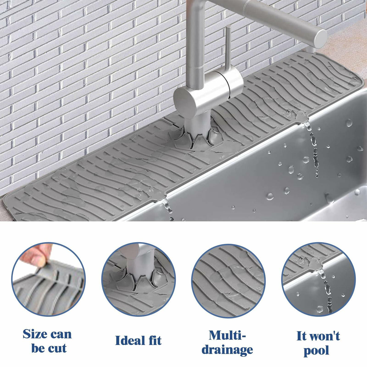 Kitchen Sink Splash Guard Silicone Faucet Mat Drip Catcher Multipurpose