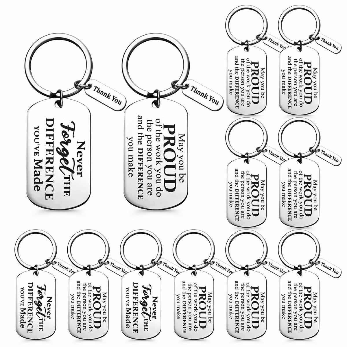Roowest 12 Pcs Thank You Keychain Gifts Bulk Inspirational Square Round