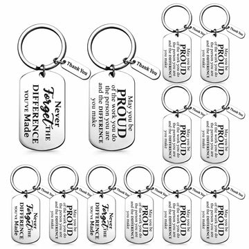 Roowest 12 Pcs Thank You Keychain Gifts Bulk Inspirational Square Round