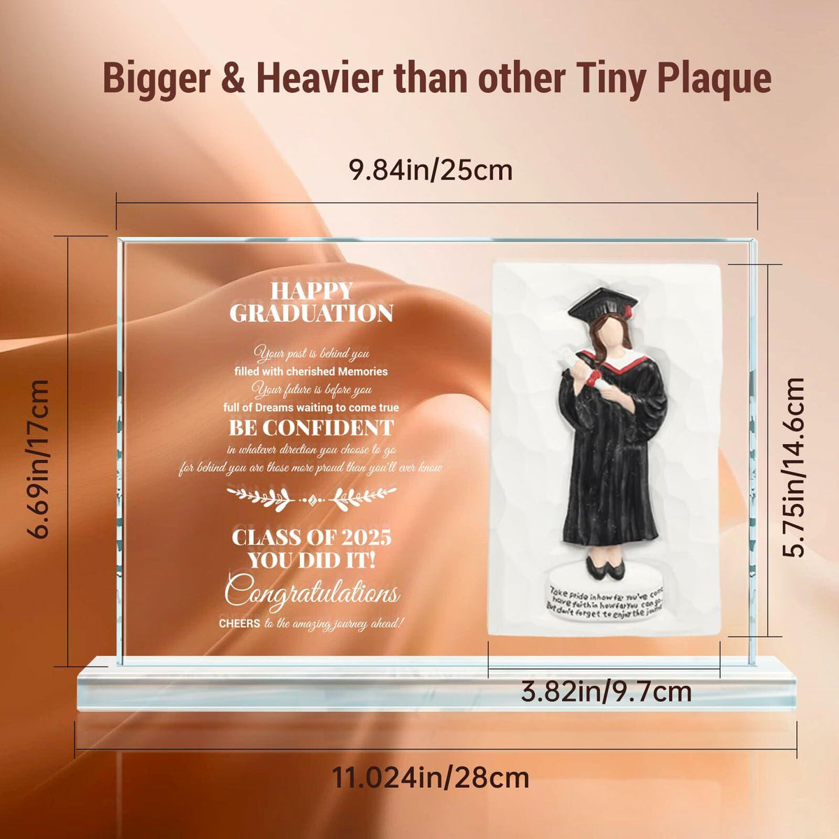Crystal Graduate Figurine Plaque 4x6 Inspirational Graduation Gift 2025