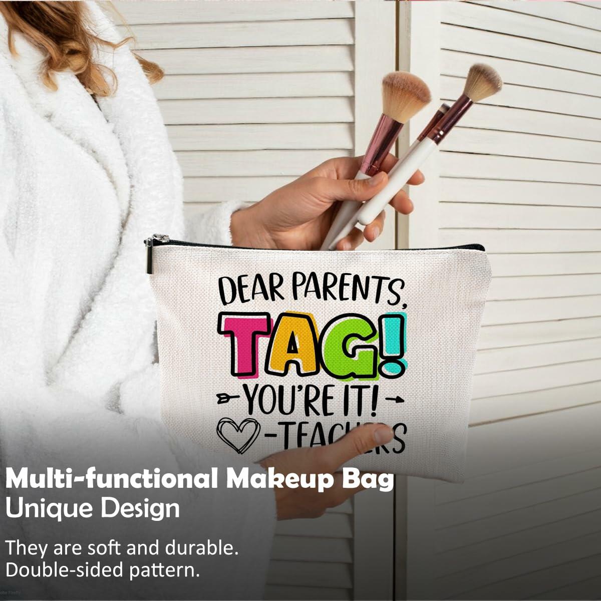 QGFM Teacher Makeup Bag Scratch Resistant Multicolor Cosmetic Travel Gym