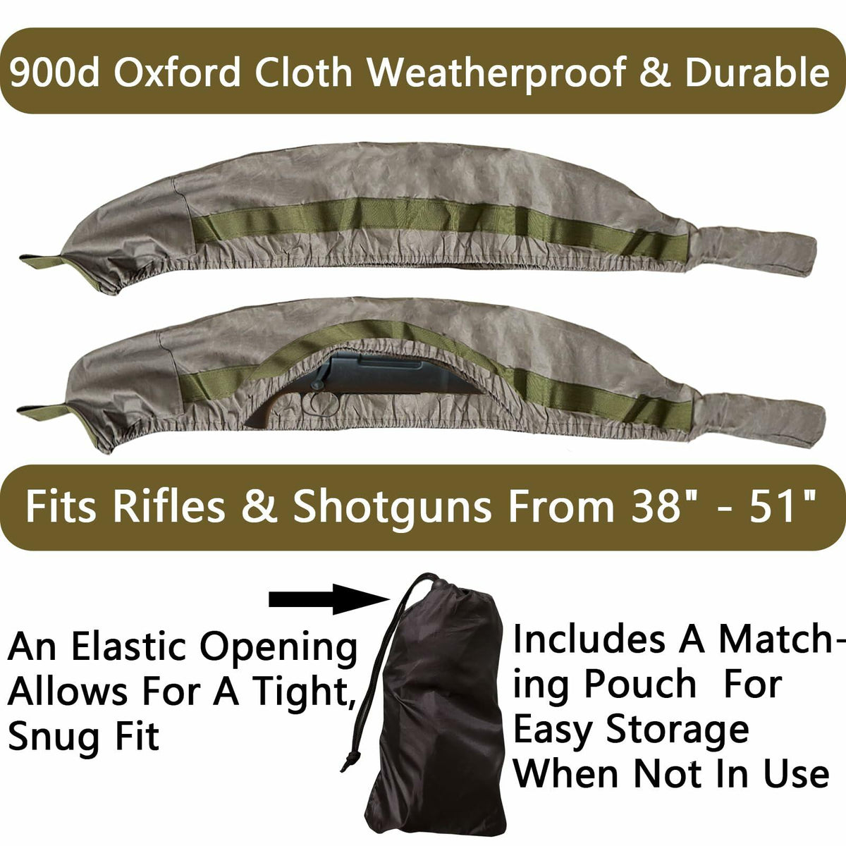 Miaking Quick Release Shotgun Rifle Sock Sleeve Brown Size 38-51in