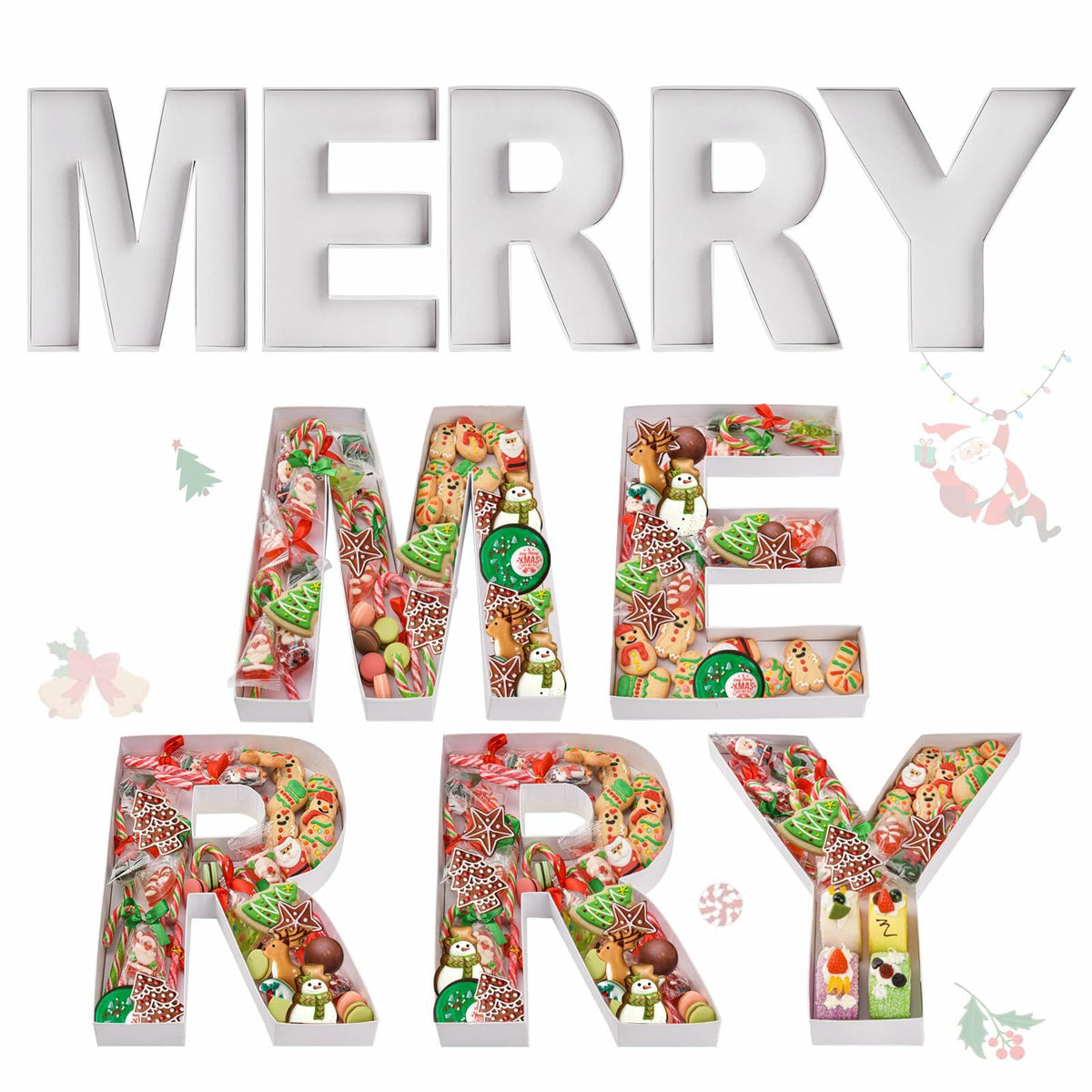 Merry Cardboard Letter Box 12'' Fillable Tray Charcuterie White