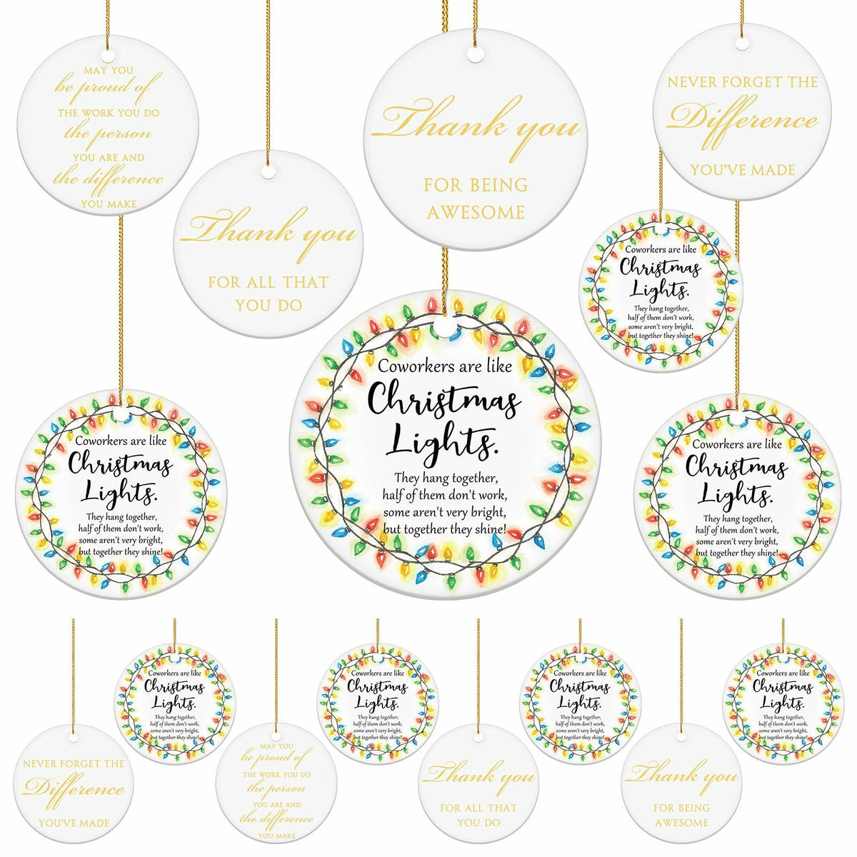 Layhit Ceramic Christmas Employee Appreciation Ornaments 16 Pcs Xmas Decor