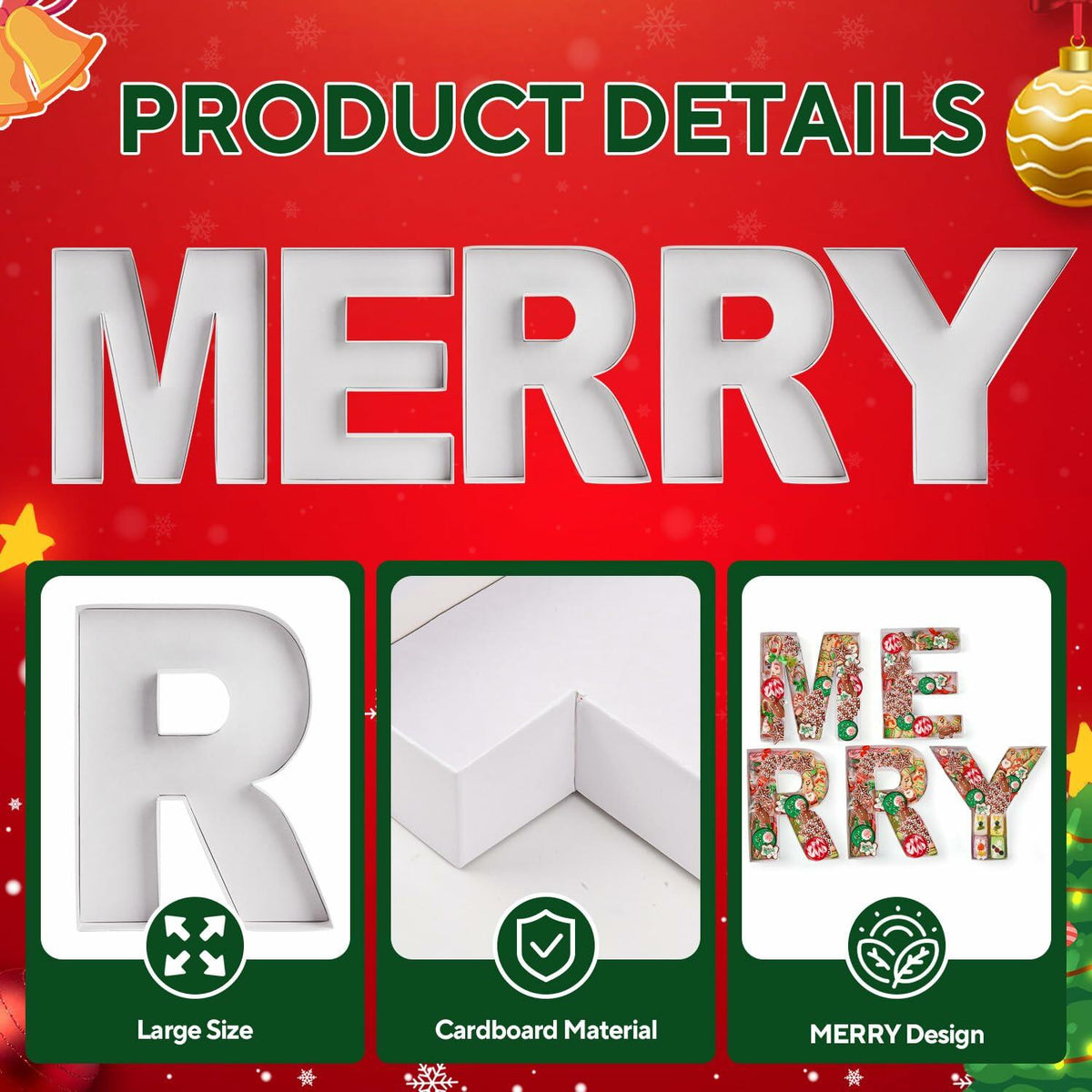 Merry Cardboard Letter Box 12'' Fillable Tray Charcuterie White