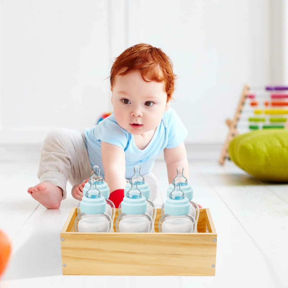 Ligne Collection Baby Bottle Nursery Food Organizer Bin Clear Handles