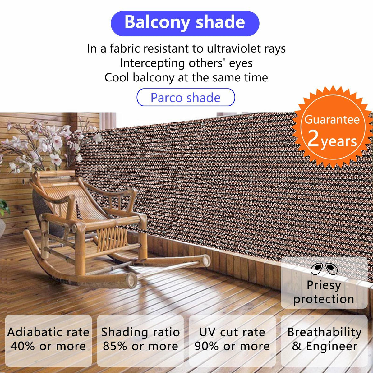 demoul Privacy Fence Balcony Screen Outdoor Patio Cover 3x5.75 ft