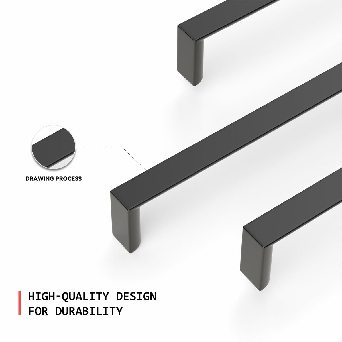 homdiy Cabinet Handles Matte Black 3.75in 96mm Hole Centers 10Pack