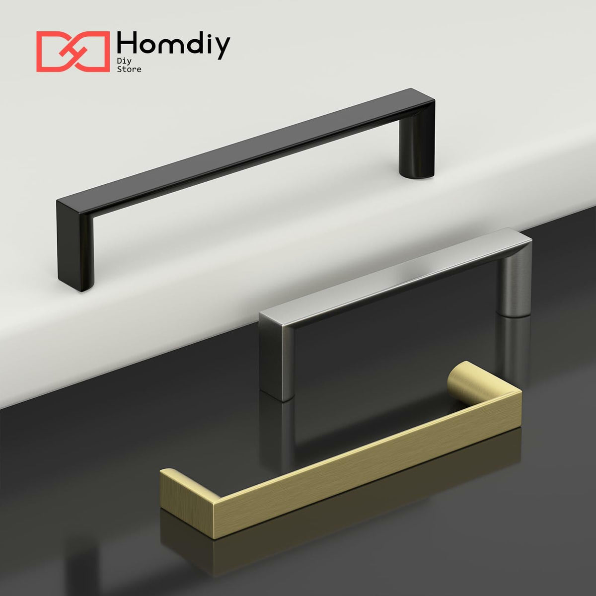homdiy Cabinet Handles Matte Black 3.75in 96mm Hole Centers 10Pack