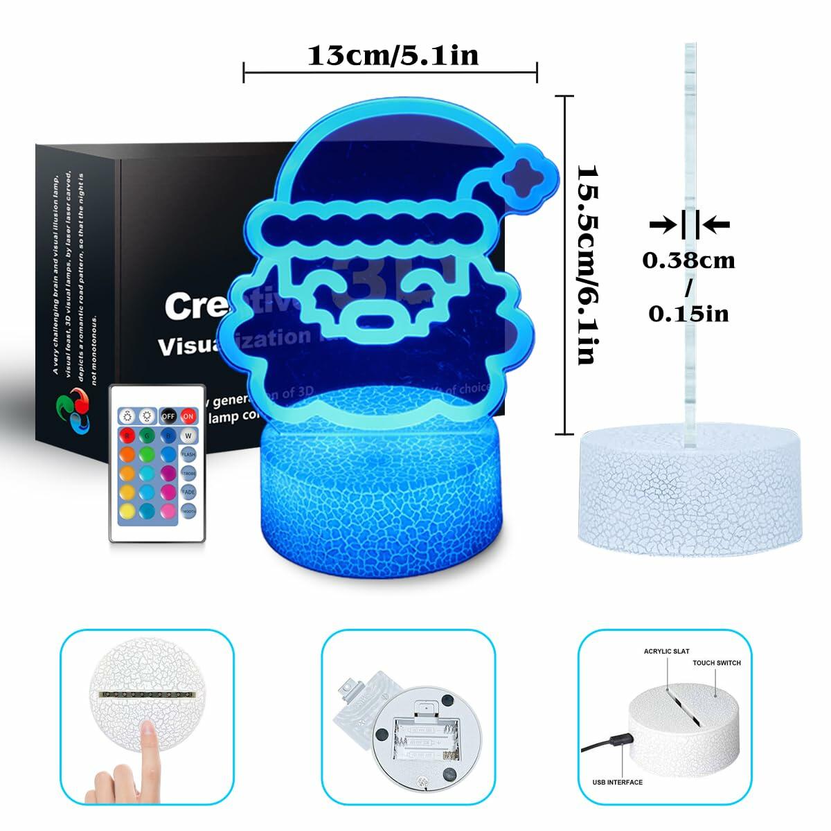 JHXLAMP Christmas Wreath Night Light 16 Color Change Santa Claus Decor