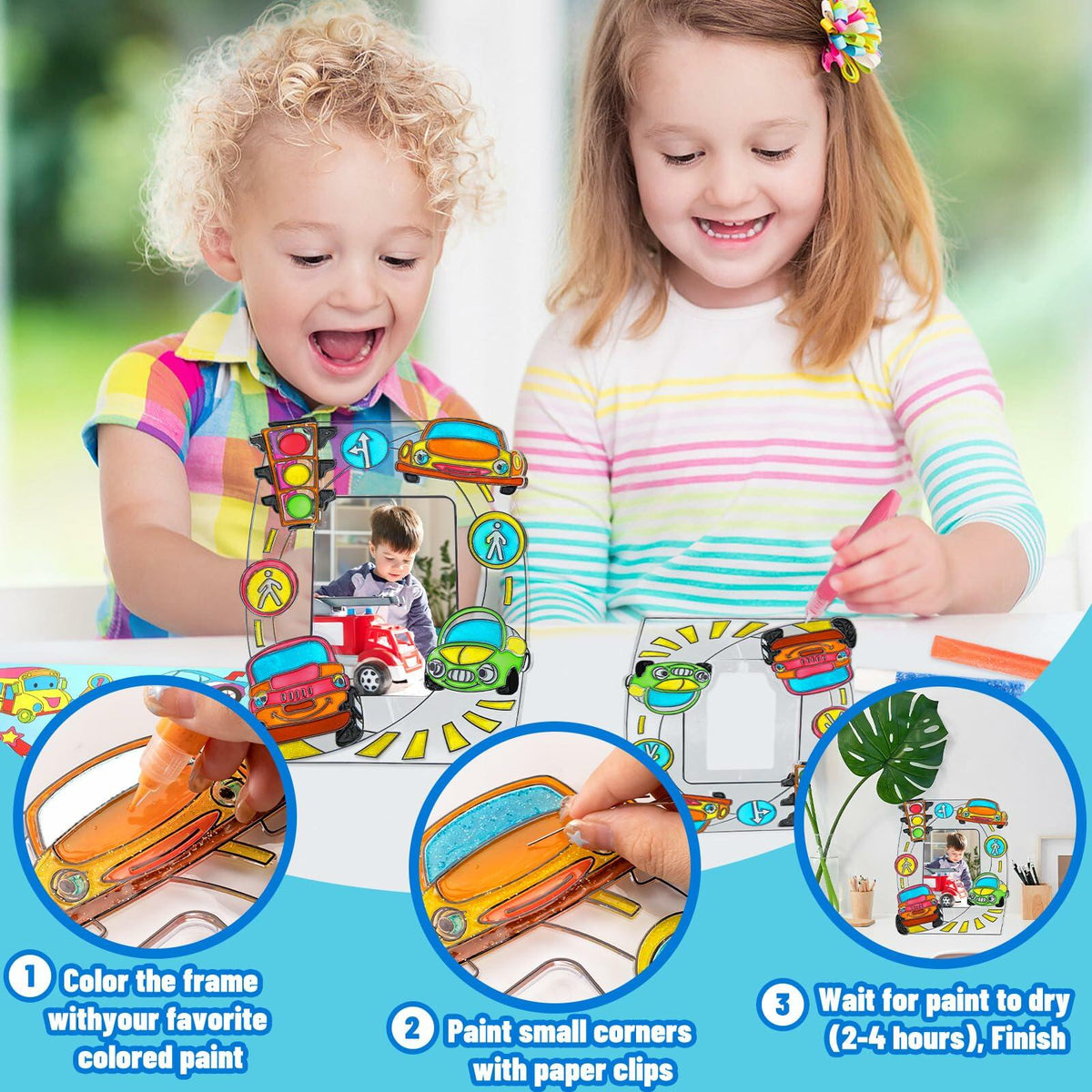 DoodleDoo DIY Vehicle Acrylic Photo Frame Painting Kit Kids Ages 4-12